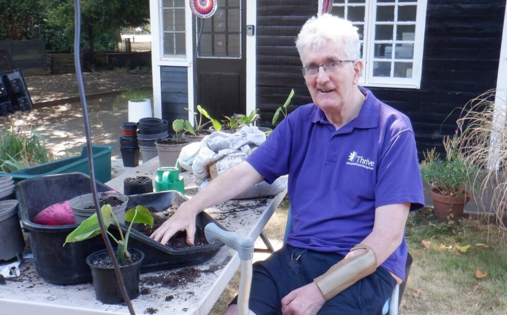 Stephen London stroke survivor potting up