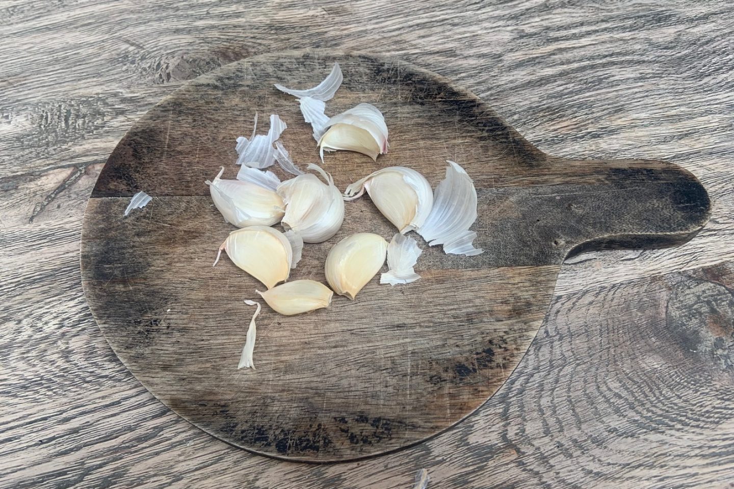 Garlic bulb separated into cloves