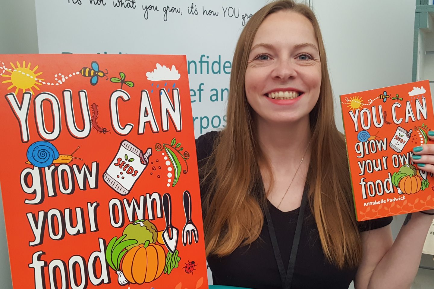 Annabelle Padwick with her book YOU CAN grow your own food