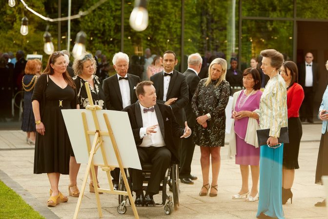 Princess Anne talking to Mark Lane about garden designs