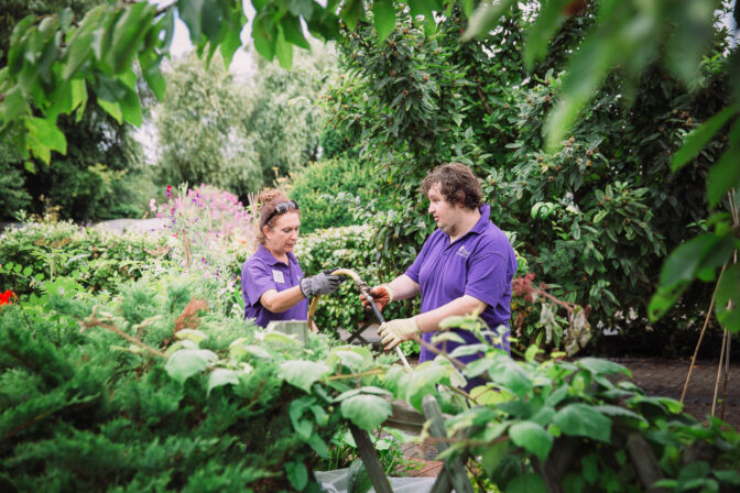 Client and volunteer watering - by Charlie Garner