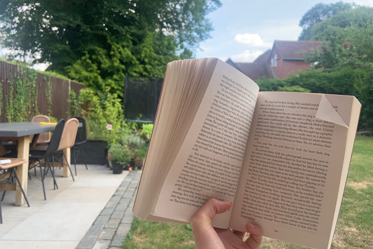 Book in garden MS THRIVE