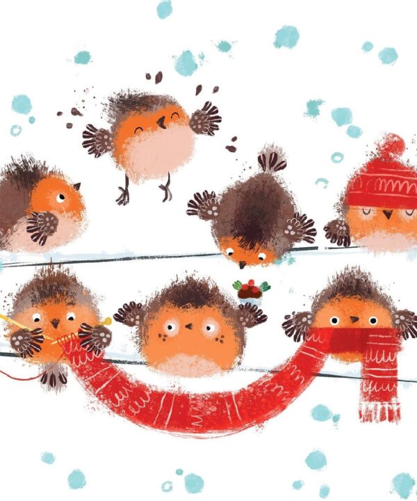 2024 Christmas card Cute Robins