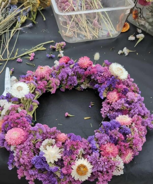 Summer Wellbeing Calendar Dried Flower Wreath Sarah Miller Thrive 2
